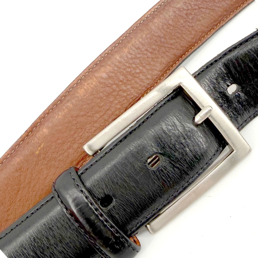 Johnston & Murphy Leather Belt Mens 40 Black Made in Italy Dress Buckle Menswear